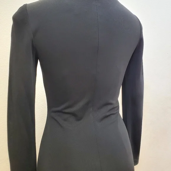 David Meister Black Long Sleeve Dress With Asymmetrical Neckline Size 2 - Picture 7 of 11